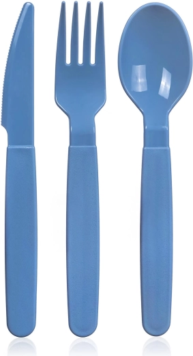 Juego de cubiertos de plástico 3 piezas azul CULINARIA ICE