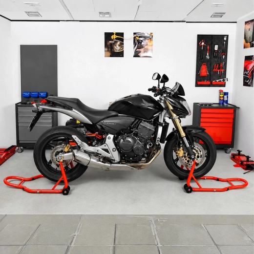 Soporte de taller universal ajustable para motocicleta (delantero y trasero) 450 kg