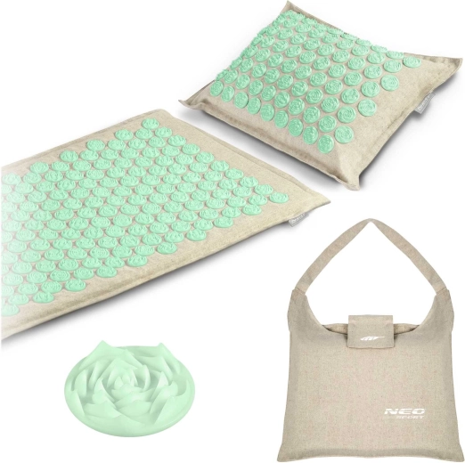 Esterilla de acupresión con almohada Neo-Sport, gris menta