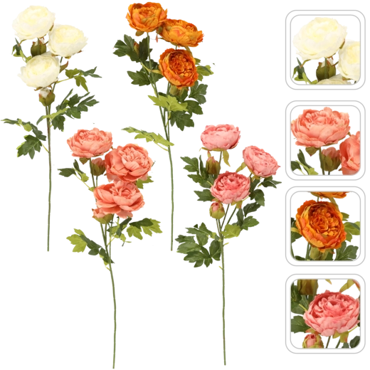 Rama artificial de peonía con cinco flores 74 cm – mix de colores