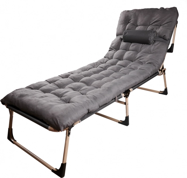 Cama de camping plegable con colchón 193 cm, gris oscuro