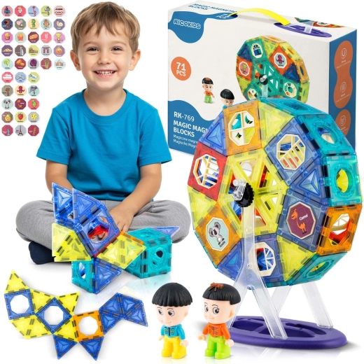 Construcciones magnéticas con noria RICOKIDS XXL (70+ piezas)