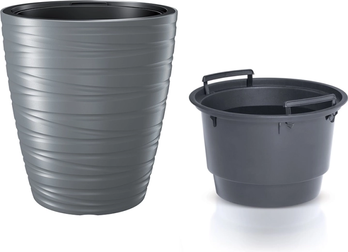 Macetero con inserto MAZE 29,6 cm gris piedra
