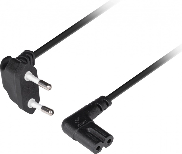 Cable de alimentación Lanberg Euro (CEE 7/16) a IEC 320 C7, acodado, 1,8 m, negro