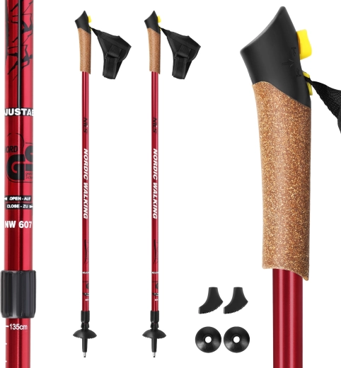 Bastones de nordic walking NILS EXTREME NW607 rojos