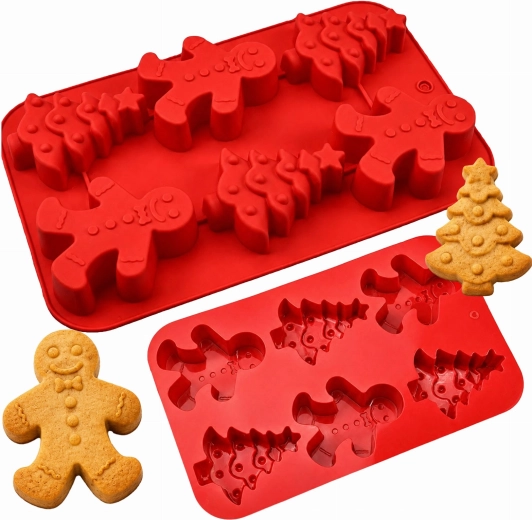 Molde de silicona para 6 galletas navideñas - 1 unidad