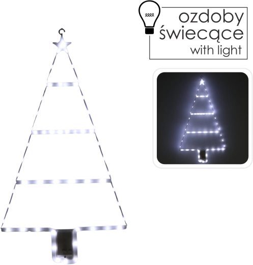 Decoración navideña LED – arbolito, blanco frío, 63 LED