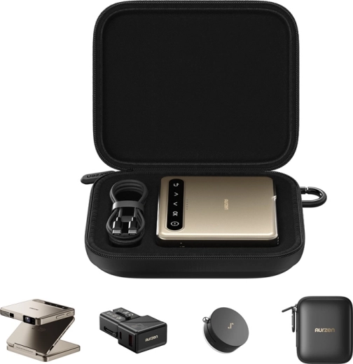 Set de mini proyector portátil AURZEN Zip con accesorios