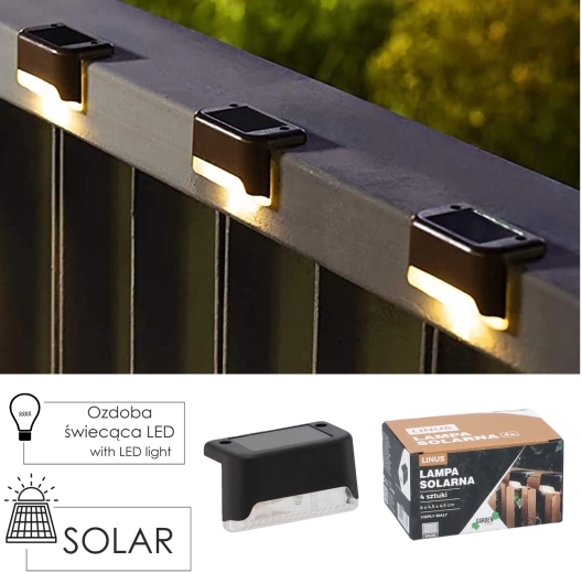 Juego de 4 luces LED solares LINUS, blanco cálido, 8 × 4,5 × 4,5 cm