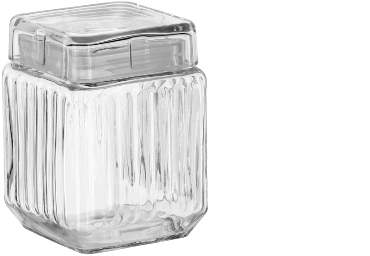 Tarro de vidrio cuadrado de 1,1 l con tapa de vidrio