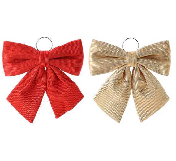 Lazo decorativo navideño dorado/rojo 34 cm