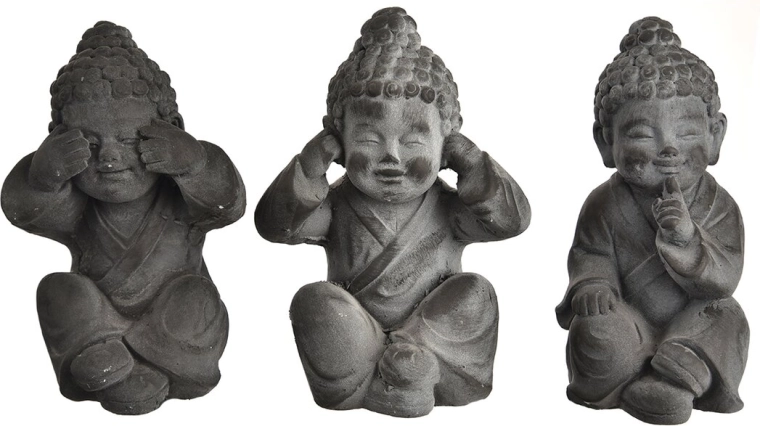 Estatuilla decorativa de Buda – tres monos sabios