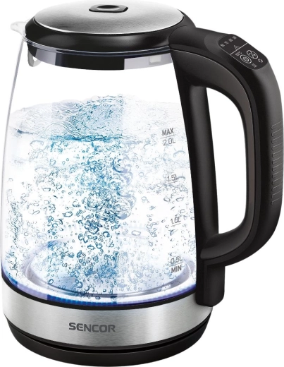 Hervidor de agua de vidrio Sencor con control de temperatura, 2 l