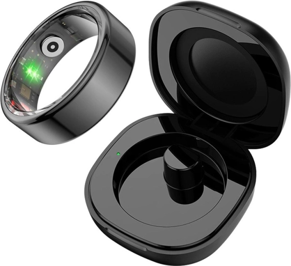 Anillo inteligente Colmi R02 talla 11 (20,3 mm) negro con estuche de carga