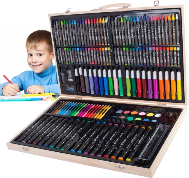 Juego de dibujo artístico en estuche de madera