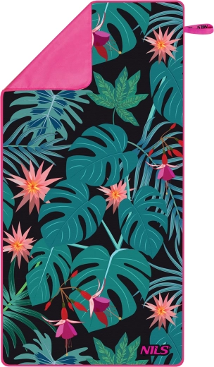 Toalla de microfibra de secado rápido NILS Camp con diseño tropical 160 × 80 cm