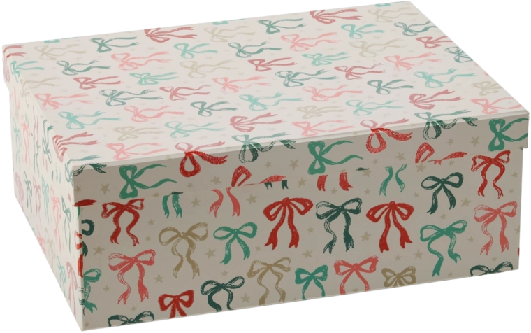 Caja de regalo navideña con lazo 33 × 24 × 12,5 cm