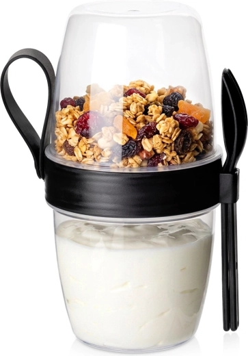 Vaso para yogur Vilde con recipiente separado para muesli 800 ml con cuchara y tenedor