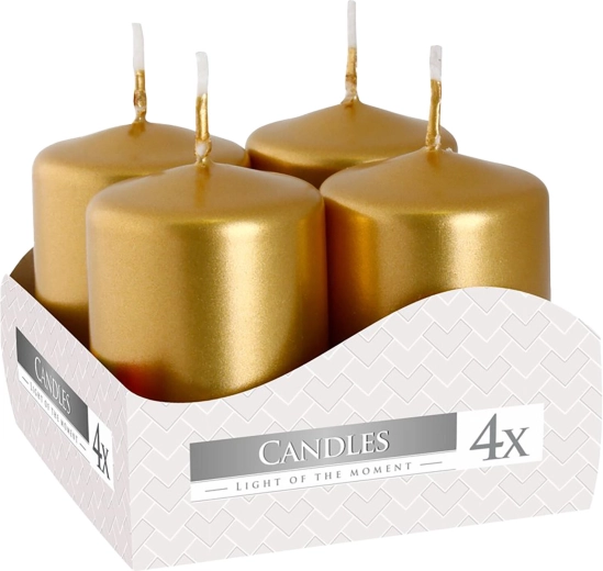 Velas de Adviento 60 × 40 mm metálico dorado brillante (4 uds.)