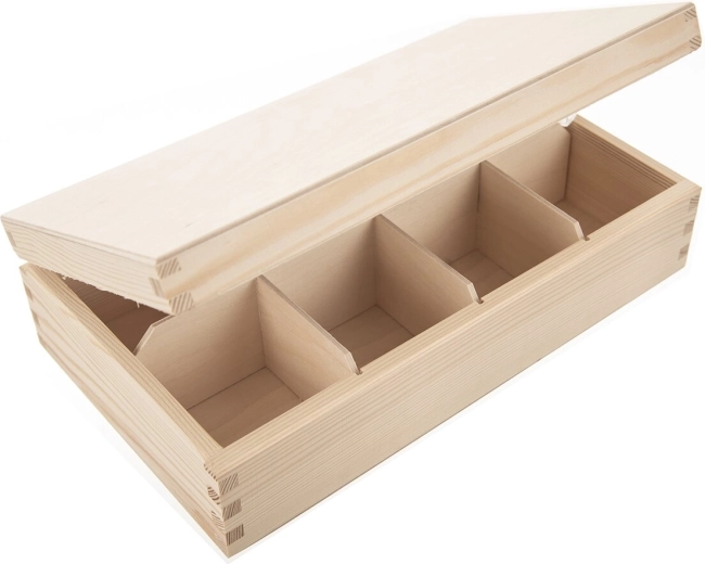 Caja de madera para té beige 30 × 18 × 8 cm