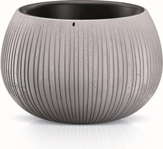 Maceta con inserto Beton Bowl 18 cm – carcasa de plástico gris con aspecto de hormigón