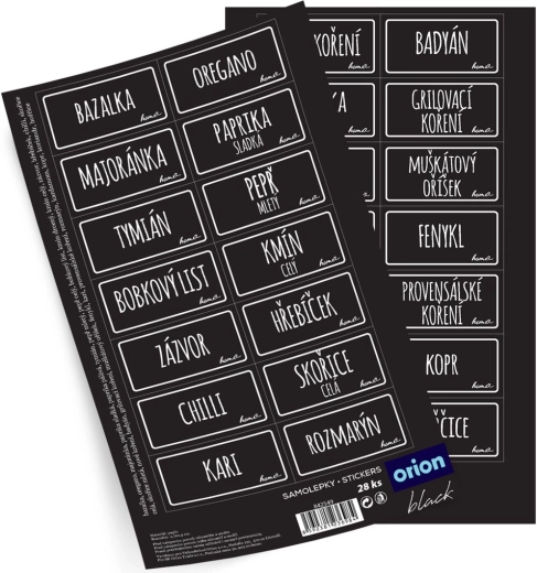 Pegatinas para tarros Black rectángulo 28 uds CZ