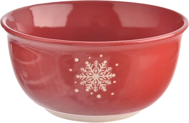 Cuenco de cerámica rojo con motivo de copos de nieve 570 ml