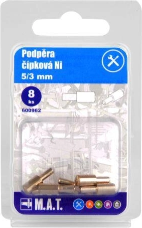 Soporte de estante con espiga 5/3 mm, níquel, 8 uds