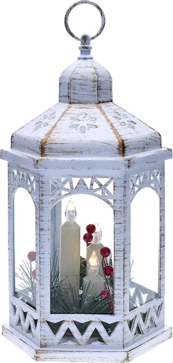 Solight farol navideño LED blanco de 33 cm con 3 velas LED