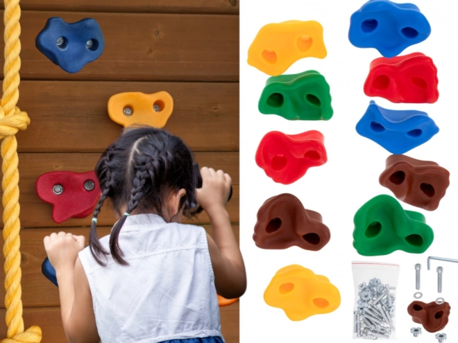 Presas de escalada para niños, set de 10 piezas de colores con tornillos