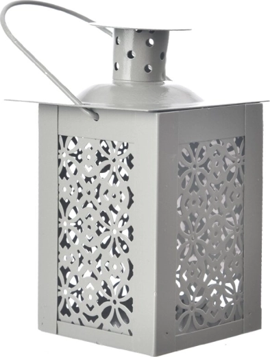Farol decorativo de metal gris 12 cm