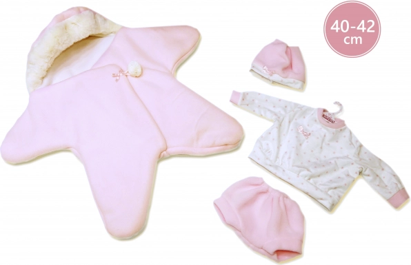 Conjunto para muñeca NEW BORN 40–42 cm – set rosa con forro polar de estrellas Llorens
