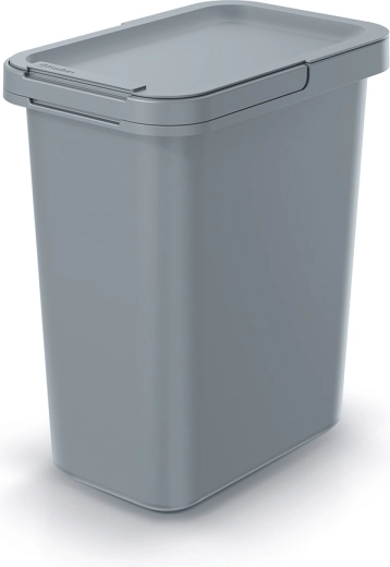 Papelera estrecha Systema de 12 l, gris claro, con tapa basculante