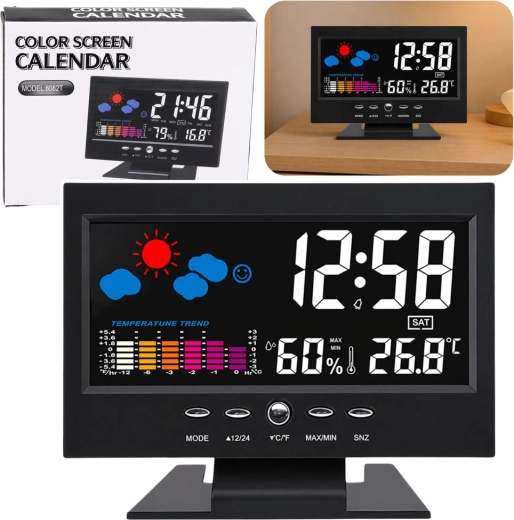 Reloj digital con termómetro e higrómetro internos – estación meteorológica LED