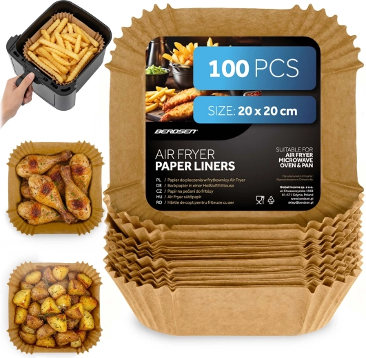 Papel de horneado para freidora de aire 20 × 20 cm – 100 uds.