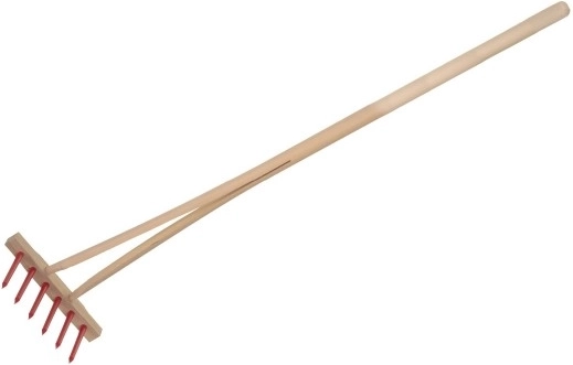 Teddies rastrillo infantil con mango de madera de 90 cm – Rojo