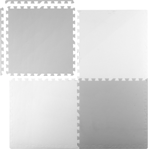 Alfombra de espuma tipo puzzle Ricokids 120 × 120 cm gris-blanca (4 piezas)