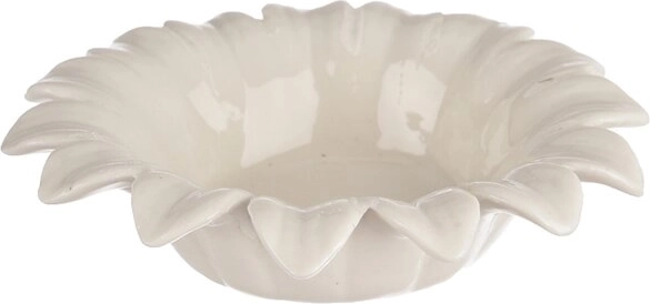 Portavelas cerámico blanco con forma de flor