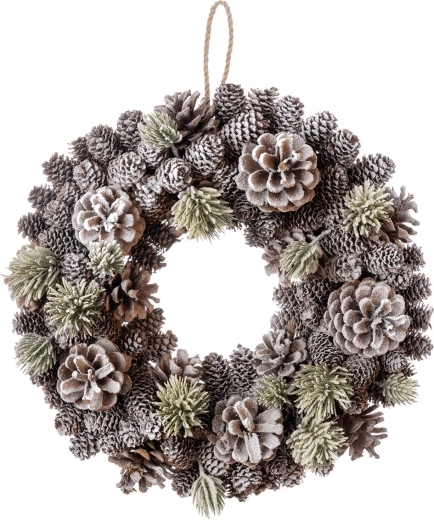 Corona de invierno de piñas SNOW 35 cm