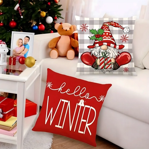 Fundas decorativas navideñas para cojín de 45 × 45 cm, 4 unidades