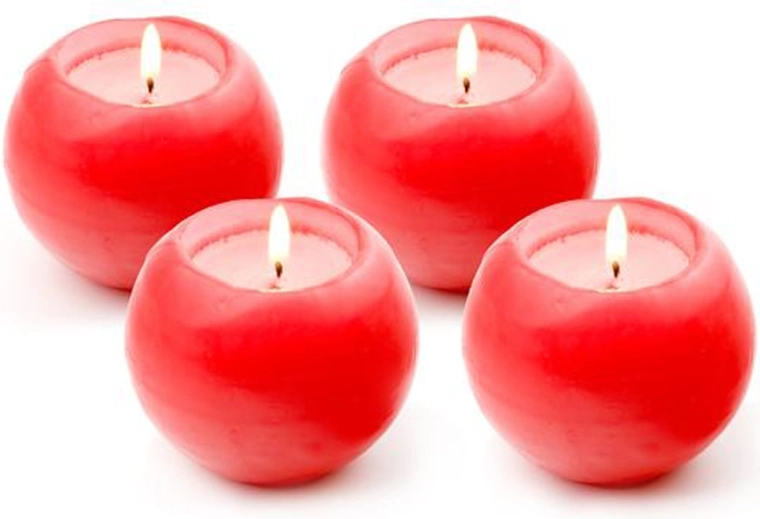 Vela esférica roja, set de 4 uds