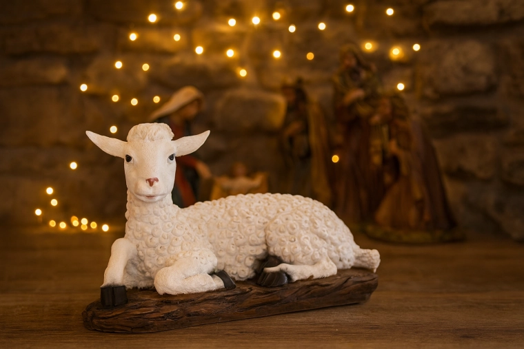 Figura decorativa de oveja de polirresina 40 cm