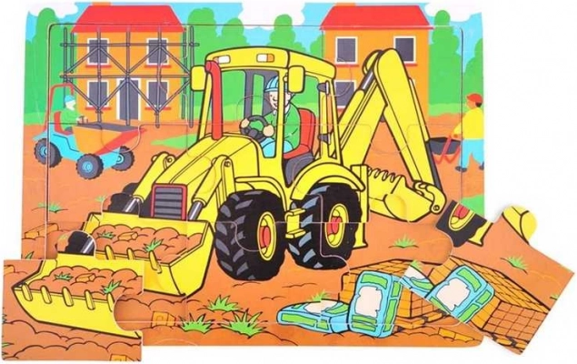 BIGJIGS TOYS puzle de madera excavadora, 9 piezas