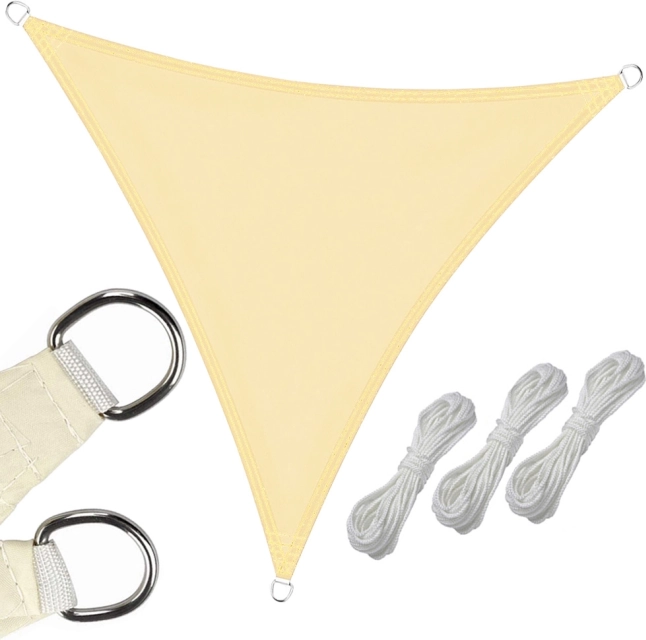 Lona de sombra impermeable para jardín, triángulo 3 x 3 x 3 m – color crema