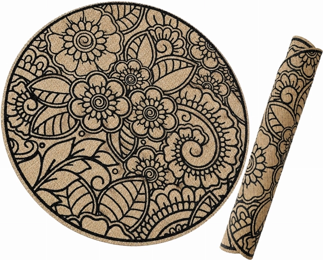 Mantel individual redondo de estilo boho para mesa, 38 cm - 1 unidad