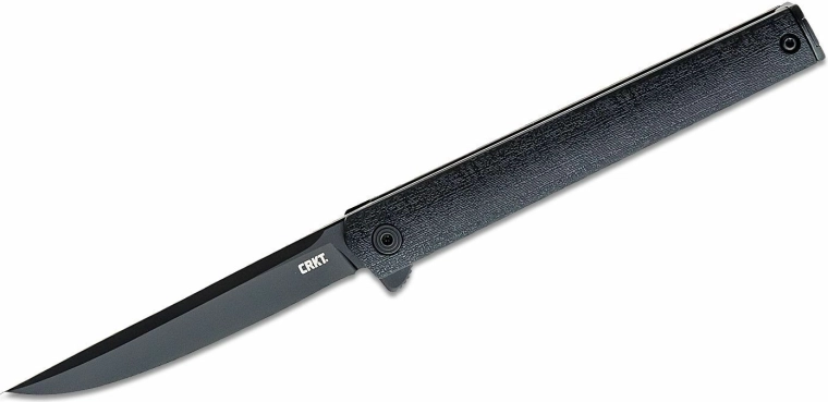 Navaja de bolsillo CRKT CEO Flipper Black, totalmente negra, hoja 8,5 cm, GRN