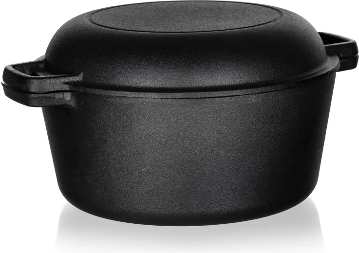 Olla de hierro fundido con tapa Excellent 4,8 l + tapa de 1,8 l, negra