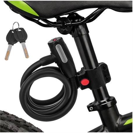 Candado para bicicleta TRIZAND 150 cm, cable de acero 12 mm con llave y soporte