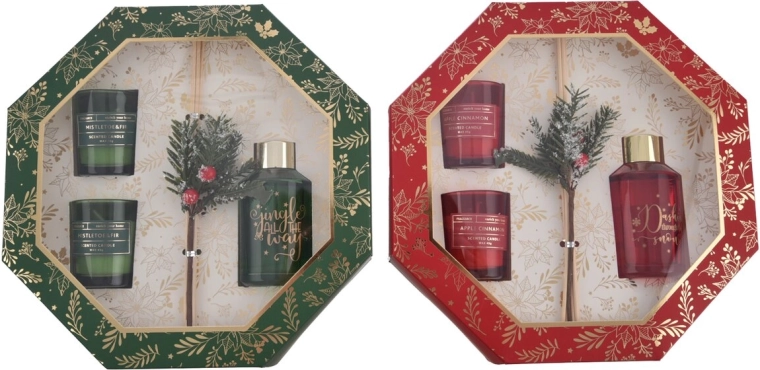 Set de regalo navideño: difusor de aroma y velas perfumadas