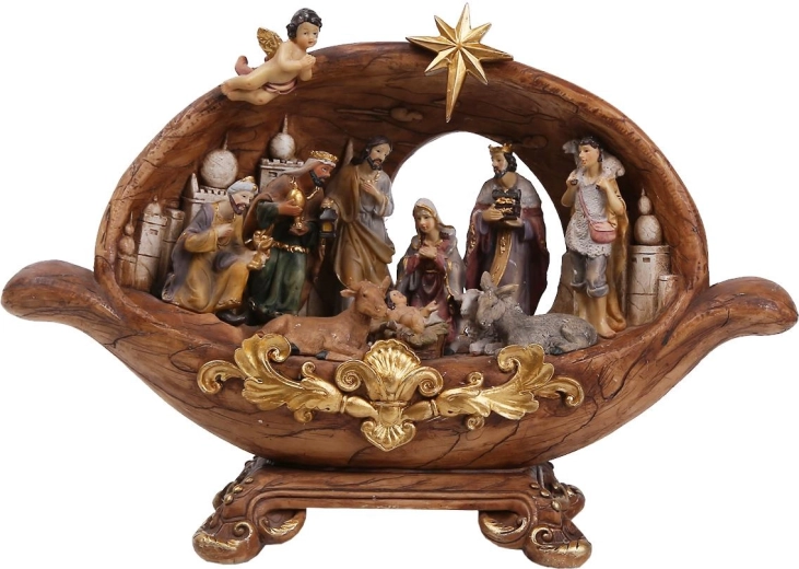 Belén navideño en forma de gruta 33,5 × 9,5 × 23 cm